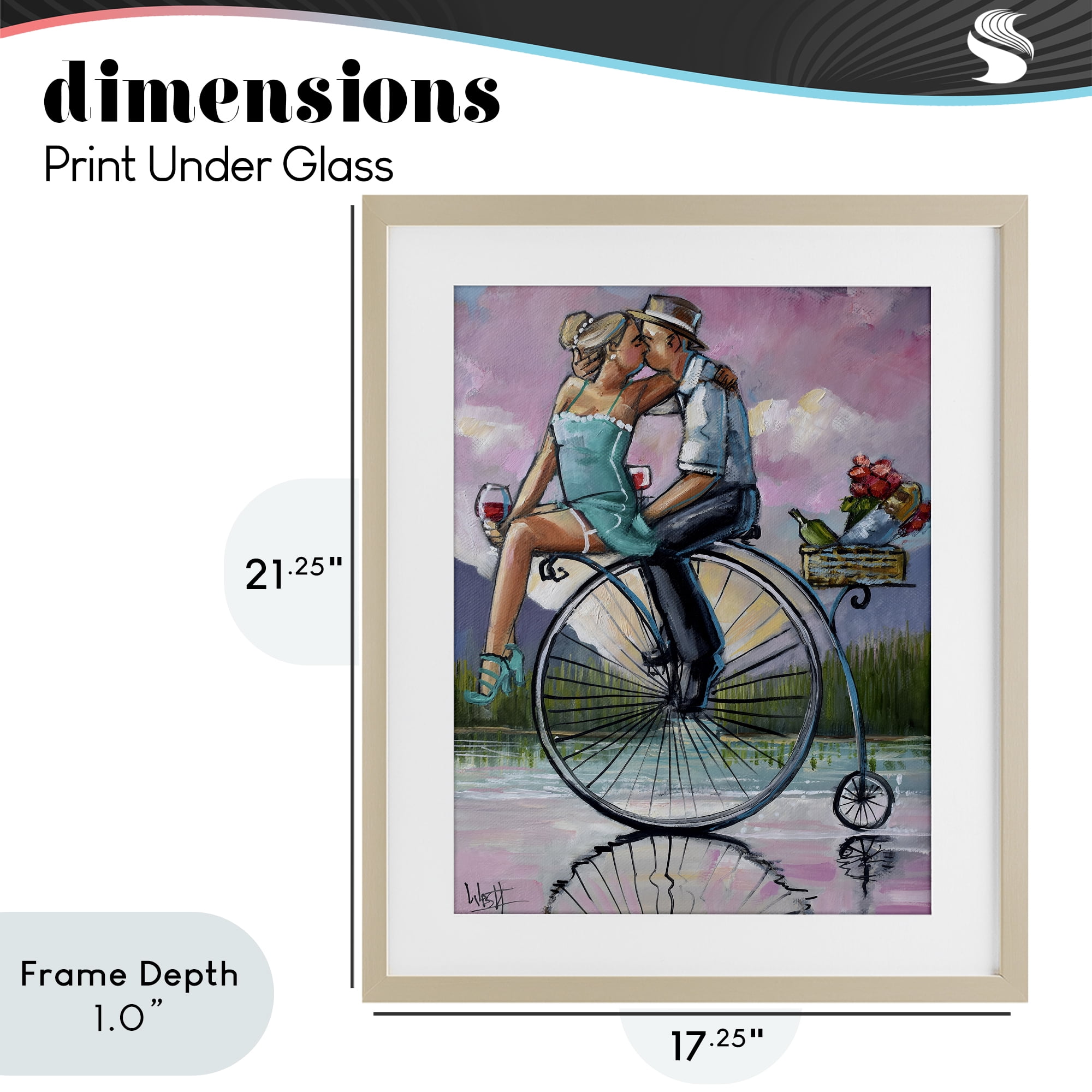 Stupell Industries Romantic Picnic on Bicycle Birch Framed Print Under Glass, design by Ronald West