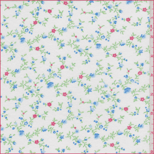 White Floral Print Jersey Knit, Fabric Sold By the Yard - Walmart.com ...