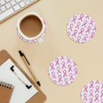 thumbnail image 6 of Multi-Shape Mdf Cork Coaster 4 Pieces Of Anti-Slip, Anti-Wear And Anti-Fouling 3.9in Easy To Clean And Stable Structure Modern Pink Ribbon Pattern Round Shape, 6 of 7