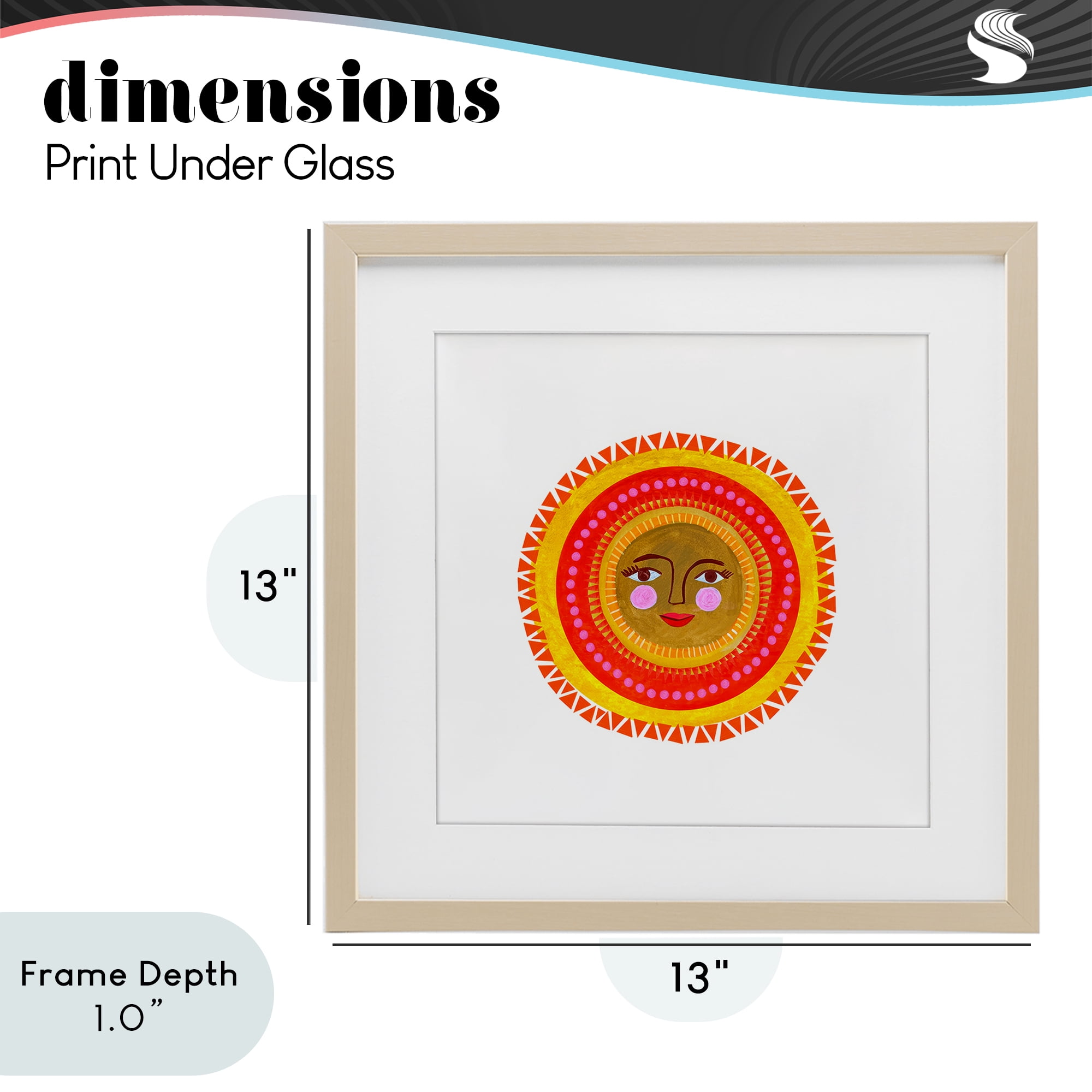 Stupell Industries Bold Bohemian Sun Birch Framed Print Under Glass, design by Katherine Herrell Studio
