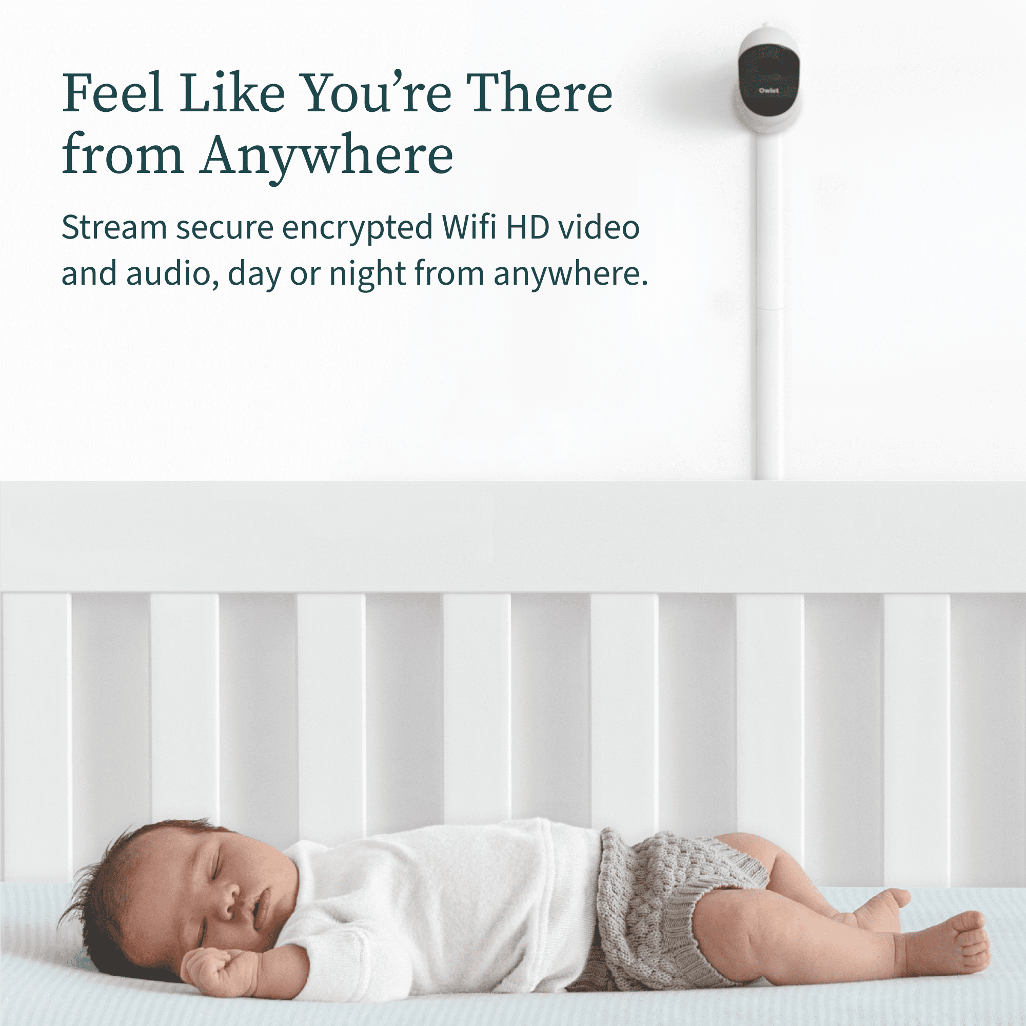 Owlet Cam 2 (Gen 2) Smart Baby Monitor – HD Video Camera with Night Vision, 4x Zoom & Wide-Angle View, Two-Way Talk, Sound & Motion Alerts, Temp & Humidity Sensor, Encrypted WiFi