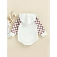 thumbnail image 4 of Bagilaanoe Newborn Baby Boys Girls Romper 6 12 18 24 Months Long Sleeve Hooded Plaid Tops Patchwork Casual Bodysuit with Pocket, 4 of 8