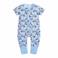 thumbnail image 2 of IROINNID Cotton Neutral Onesies Summer Newborn Baby Girls Boys Bodysuit Short Sleeve Printed Zipper One-piece Romper Jumpsuit,Light Blue, 2 of 3