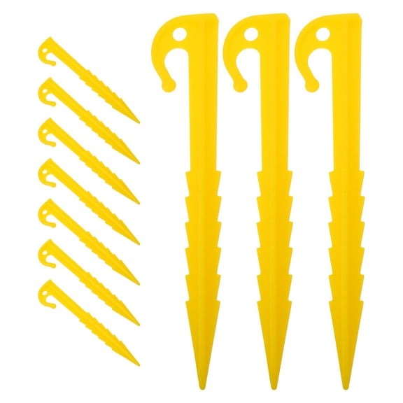 MLINS Heavy Duty Plastic Tent Stakes with Serrated Edges for Secure Windproof Fixation Yellow