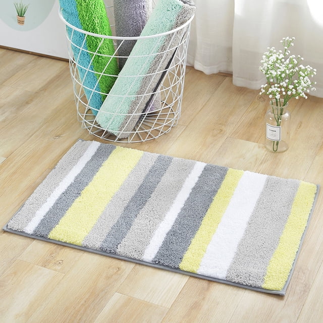 Alfombrilla de baño de rayas de pana de uso versátil, alfombra de baño antideslizante de felpa muy absorbente para cocina y dormitorio, 50 x 80 cm de microfibra con goma TPR, suave y cálida, color
