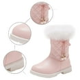 thumbnail image 3 of Girls' Autumn And Winter Snow Boots Platform Soles Non Warm Comfort Solid Color Bow Side Zip Boots Girl Dress Heels Leopard Girls Shoes Lam Boots Kids Kids Winter Boots Neoprene Toddler Girl Shoes 6, 3 of 9