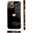 thumbnail image 4 of for iPhone 14 Case Love Heart Plating Electroplate Luxury Elegant Camera Protector Soft TPU Shockproof Protective Corner Back Cover Designed for iPhone 14 Case -Black, 4 of 12