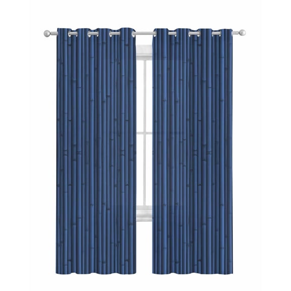 Dark Blue Sheer Curtains 63 Inch Length 2 Panels Set for Living Room/Bedroom, Retro Farmhouse Plants Wall Lines Texture Kitchen Curtains Grommet Semi-Sheer Curtains Drapes Window Treatments 42"x63"x2