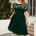 thumbnail image 2 of Women's Plus Size Short Sleeve Lace Midi Dress Pleated Casual Summer Flowy Dress With Pockets, 2 of 2