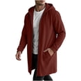 thumbnail image 5 of FSYBOA Men's Zipper Hoodies, Long Sleeve Casual Winter Loose Fit Long Hooded Jackets Wine Size L, 5 of 6
