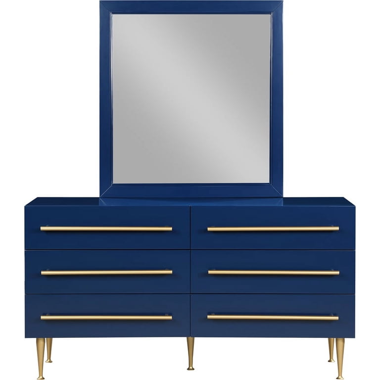 Home Square 2-Piece Set with Mirror and Metal Dresser in Rich Navy -  Walmart.com