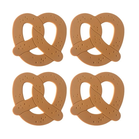 

4pcs Household Silicone Coaster Heat Resistant Cup Holder Biscuits Shape Design Placemat for Home (Khaki)