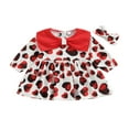 thumbnail image 1 of CNKOO Bébé Enfant en Bas Âge Bébé Filles Robe de Saint Valentin Imprimé Coeur Taille Haute une Ligne Bowknot à Manches Longues Partie Robe + Bandeau Rouge, 1 of 7