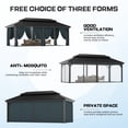 thumbnail image 3 of COBIZI 12x20 Hardtop Gazebo Aluminum Metal Gazebos Galvanized Steel Double Roof Permanent Hardtop Gazebo with Netting and Curtains Aluminum Frame Gazebos for Deck,Lawns and Backyard,Black(Upgraded), 3 of 17