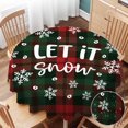 thumbnail image 1 of Nappe Ronde 60 Pouces Flocons de Neige de Noël sur Fond à Carreaux pour Tables Rondes Petite Nappe Ronde pour Extérieur, 1 of 6