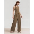 thumbnail image 3 of Firvespy Women's 2 Piece Blazer Outfits Summer Sleeveless V Neck Vest and Wide Leg Pants Set High Waist Tailored Business Casual Suit, 3 of 5