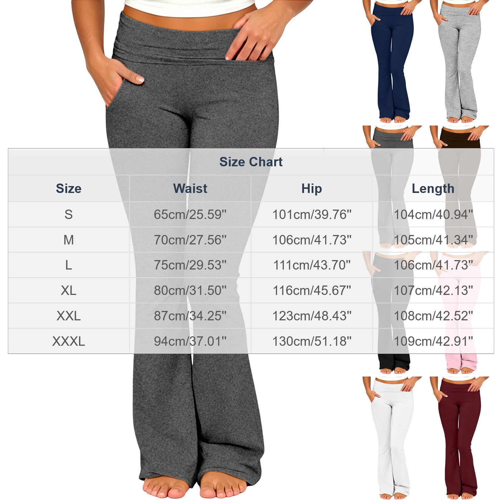 Utoimkio Women's Flare Yoga Pants Fold Over High Waist Stretchy Soft Bootcut Trousers with Side Pockets for Workout Lounging