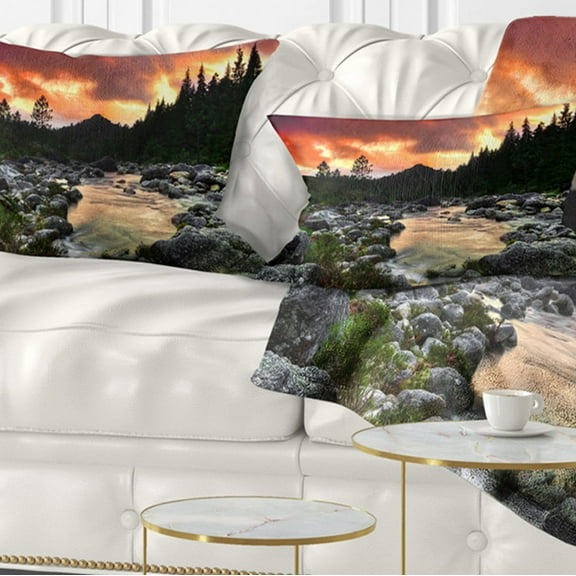 Designart 12" x 20" Red Polyester Throw Pillow