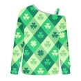 thumbnail image 4 of Hauts Mignons pour Femmes Mode Sweat-Shirt Imprimé Saint-Patrick Épaules Dénudées Graphique Manches Longues, 4 of 5