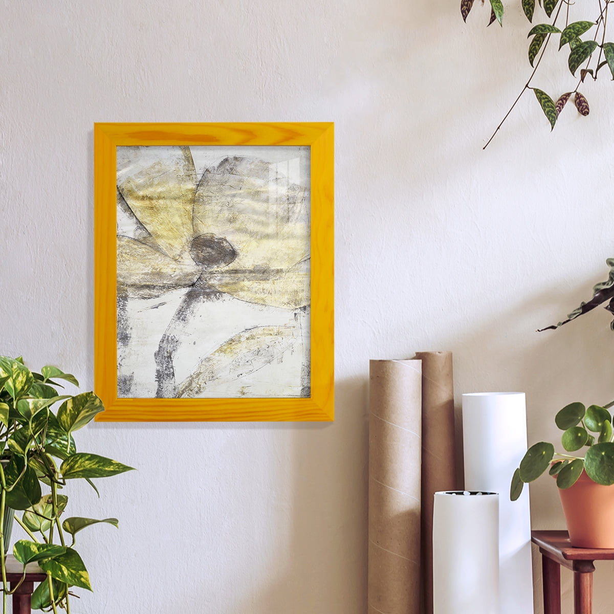 Une Fleur II - Framed Print w/glass - Sunflower Yellow