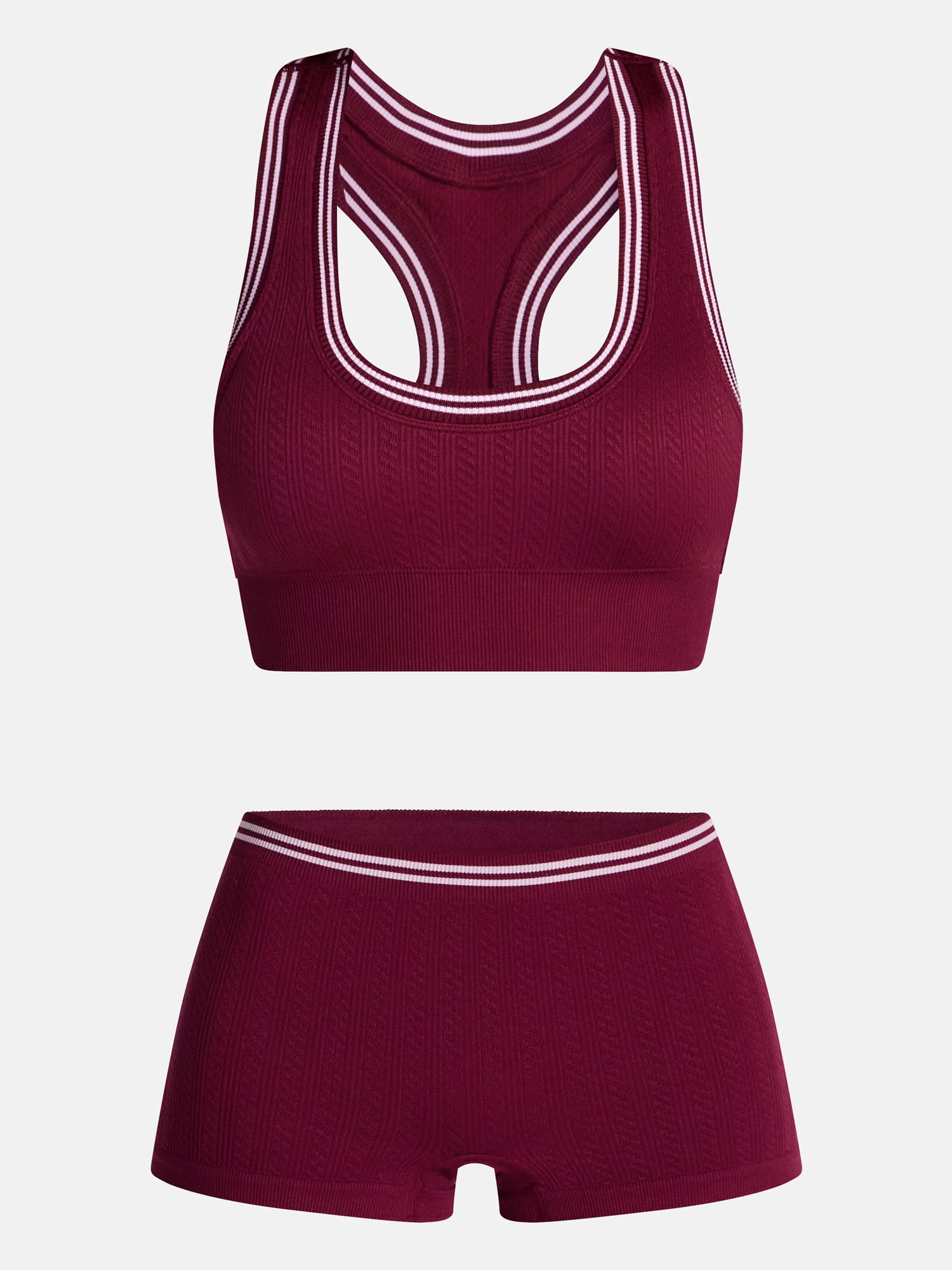 No Boundaries Seamless Racerback Bralette and Boyshorts Set, 2 Piece, Women's XS-XXXL