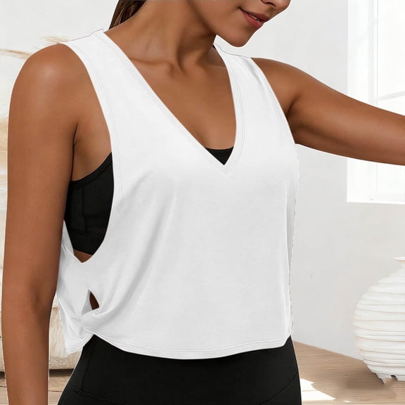 SwiftWear Workout Tank Tops for Women V Neck Quick Dry Athletic Cropped Top Loose Fit Running Yoga Gym Shirts