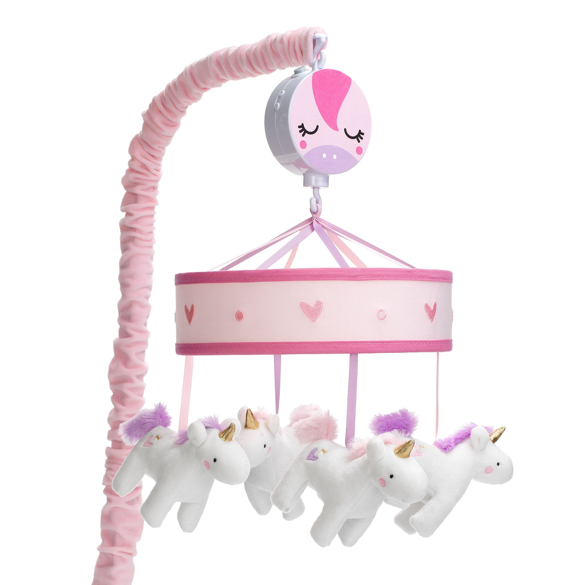Lambs &amp; Ivy Magic Unicorn White/Pink Musical Baby Crib Mobile Soother Toy