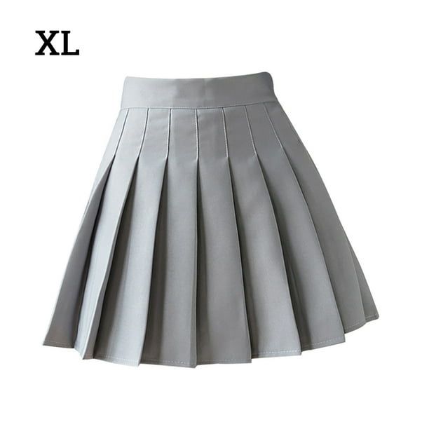 Falda plisada Mini uniforme de colegiala de tenis de cintura alta con pantalones cortos, gris, XL Vogacara AP001094-19