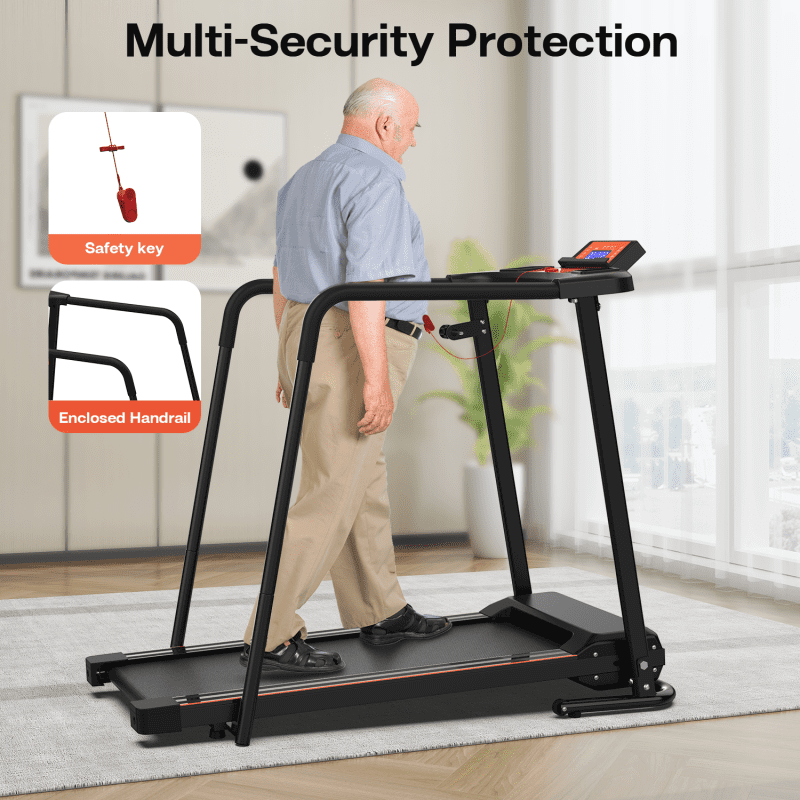 Dcskyn Walking Treadmill for Home Extended Handrails Foldable Design 300 LBS Capacity Quiet Motor APP Monitoring Senior Fitness
