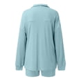thumbnail image 5 of DYMADE Women Solid Color Knit Fabric Buttons Lapel Casual Housewear Elastic Suit, 5 of 5