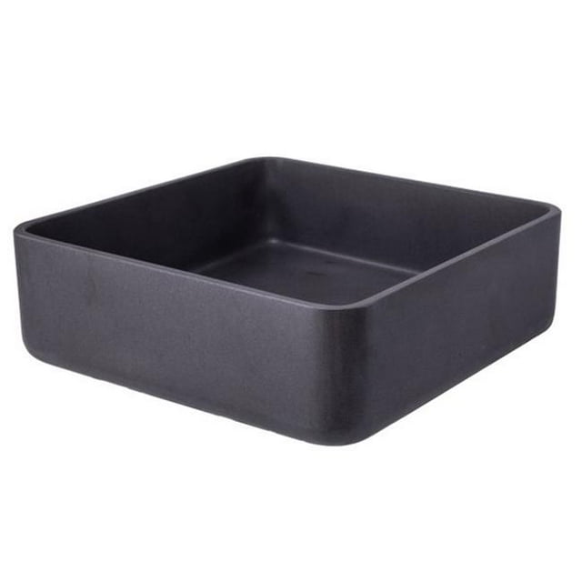 Eden Bath EB-S046LS-H Thin Lip Square Vessel Sink - Black Lava Stone
