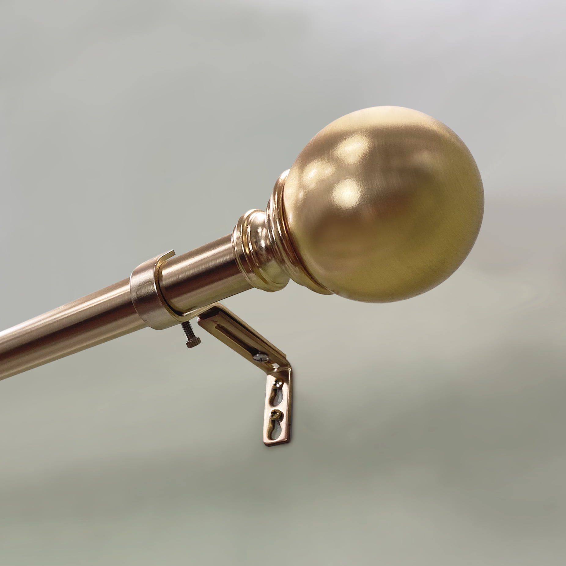 Better Homes & Gardens 1 in Brass Finish Metal Ball Adjustable Curtain Rod, 42 in to 120 in