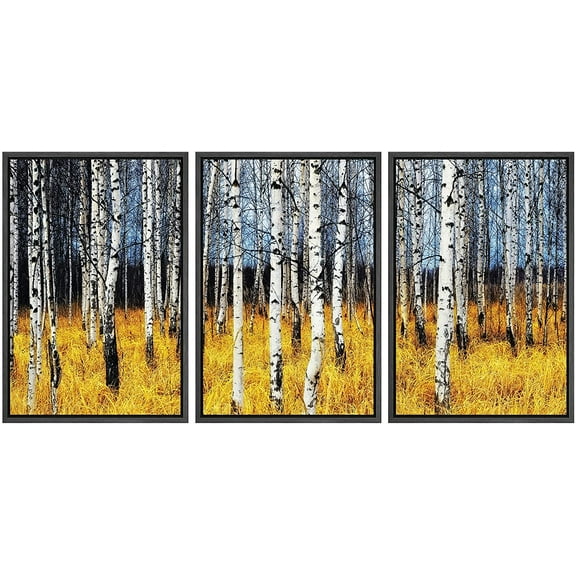 wall26 Framed Aspen Trees Fall Colors - Canvas Art Wall Art - 16"x24"x3 Black