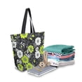 thumbnail image 2 of FORMRS Womens Canvas Tote Bag with Zipper Inner Pocket Shoulder Handbag, White Flower Pattern, 2 of 7