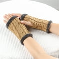 thumbnail image 4 of MIASHUI Women's Fuzzy Knitted Glove Sleeves with Fingers, Thick Lined Arm Warmers, Cable Pattern Gloves for Cold Weather, Soft and Cozy Design Brown, 4 of 6