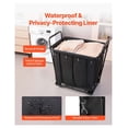 thumbnail image 5 of Rolling Laundry Cart, Heavy Duty Utility Cart with Waterproof Liner - 260 LBS Capacity - Swivel Wheels, Black, 5 of 9