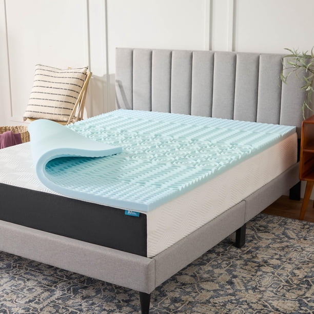 Cubrecolchón LUCID, espuma viscoelástica con infusión de gel, 5 zonas de confort