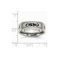 thumbnail image 6 of White Stainless Steel Ring Band Wedding Ridged Black Rubber 7mm Edge Brushed, 6 of 6