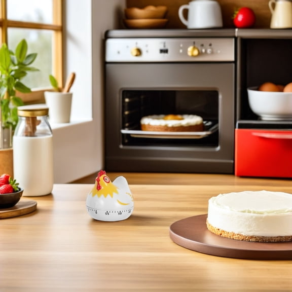 Amosfun White Chicken Kitchen Timer for Cooking and Baking, 1 Piece, Easy to Use, Accurate and Timer