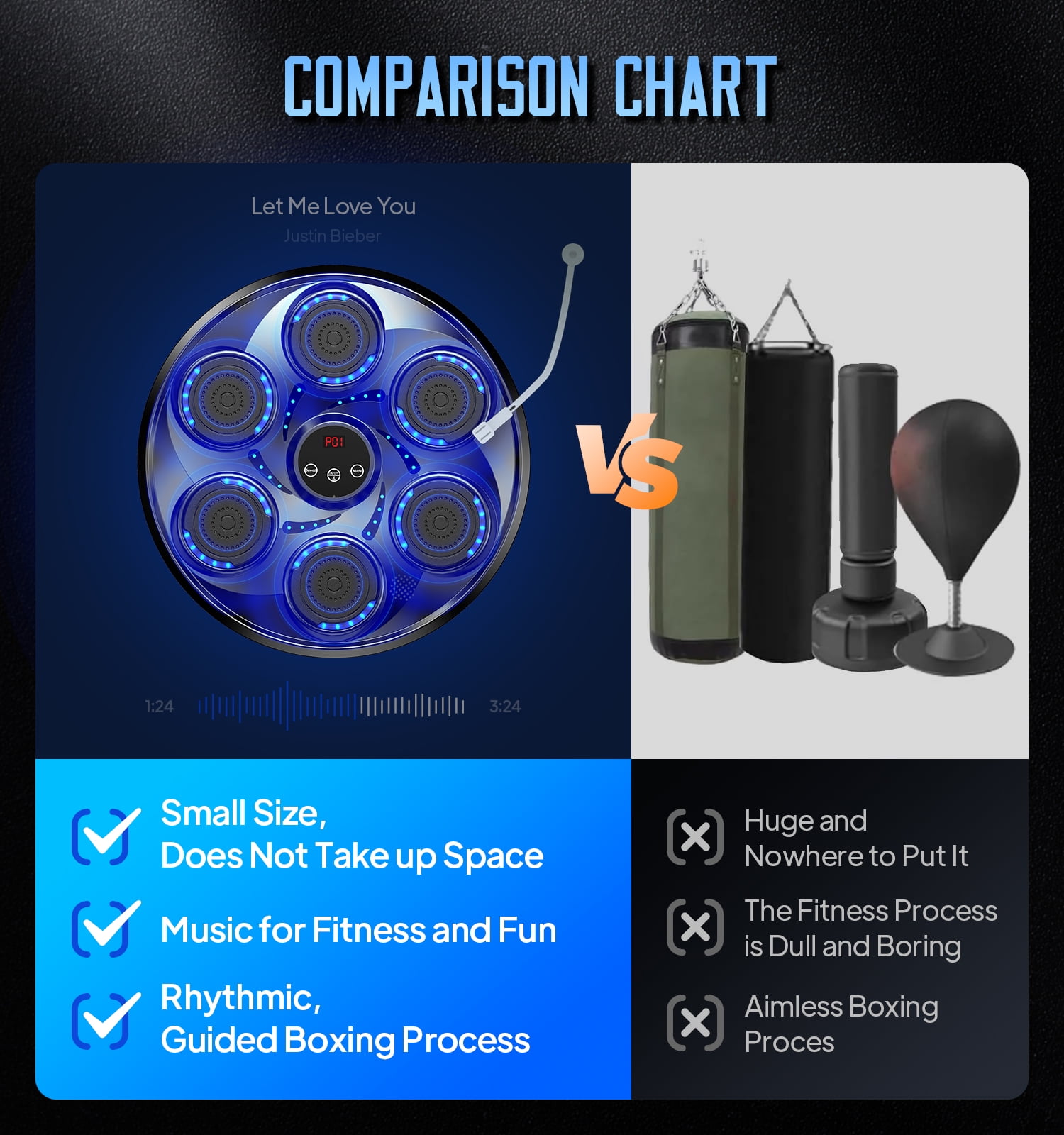 LNOW Adults/Teenagers Music Boxing Machine with 2 Pairs Boxing Gloves, Wall Mounted Smart Bluetooth Music Boxing Trainer, Electronic Boxing Target Workout Punching Equipment for Home, Indoor and Gym
