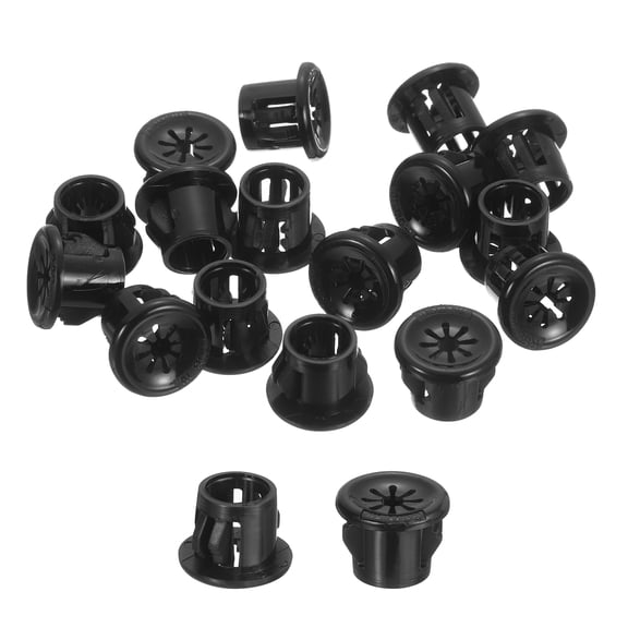 Uxcell 18Pack Cable Grommets, Snap Bushing Grommet for Holes with 0.4"(10mm) Mounting, Round Nylon Snap in Cable Desk Grommet for Cables and Cords Management, Black