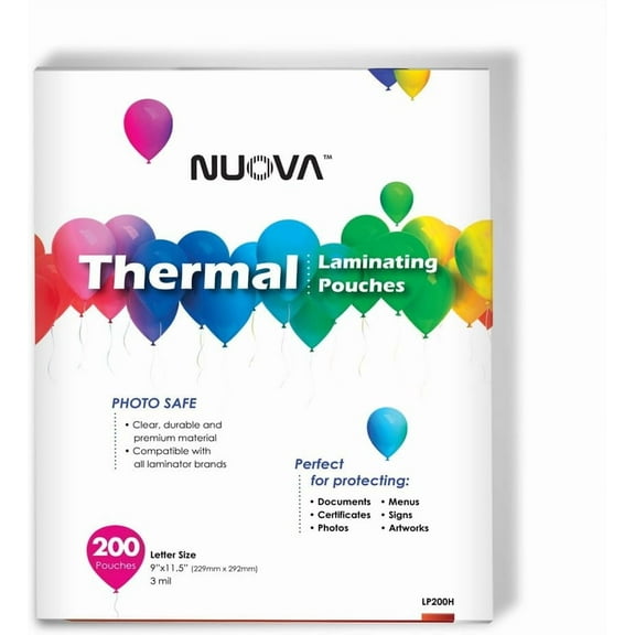 Premium Thermal Laminating Pouches, 9" x 11.5"/Letter Size/3 mil, 200 Pack (LP200H)