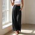 thumbnail image 3 of YuXingFu Womens Linen Pants Women Petite Skinny Culottes - Frayed Hem Travel Black M, 3 of 9