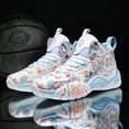 thumbnail image 7 of Novetra Men's high top graffiti fashion leather round toe strap cushioning lightweight and comfortable casual basketball shoes Running Shoes - WHITE_5, 7 of 7