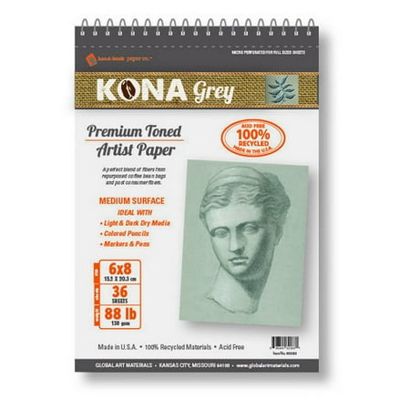 14x17 100 Sheets global art material 662417 kona classic premium grey spiral pad 36 sheet 88lb 14x17 ()