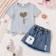 thumbnail image 2 of UAYOTSE Girls Clothes 2PC Summer Outfits Bow Short Sleeve T-shirts and Elastic Waist Shorts Set Kids Clothes Girls,Sizes 6-7 Years, 2 of 3
