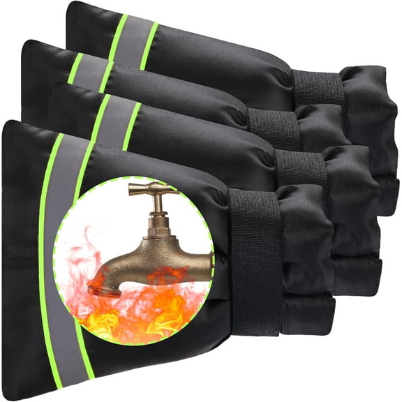 Outdoor Faucet Cover, Thicken Outdoor Faucet Covers for Winter Freeze Protection 5.9" W x 7.1" H Green Reflective Strip, Outside Faucet Socks Reusable Waterproof Insulated Wrap Spigot Cover, 4 Pack