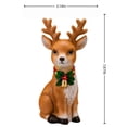 thumbnail image 3 of SPOORYYO Christmas Light Up Reindeer Statue Sitting Deer Figurine with LED Holly Collar Battery Operated Holiday Outdoor Indoor Decor, 3 of 7