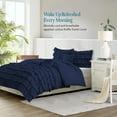 thumbnail image 2 of 500-Thread Count Egyptian Cotton 3-PCs Multi Ruffle Duvet Cover, With Zipper Closure & Corner Ties - Super King Plus Size ( 120" x 120" ) Inches, (Navy Blue), 2 of 5