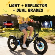 ESKUTE Folding Electric Tricycle for Beginners – 16 x 3.0 Fat Tires, 250W Motor, 302Wh Battery, Step-Thru Design, 12 MPH, Black